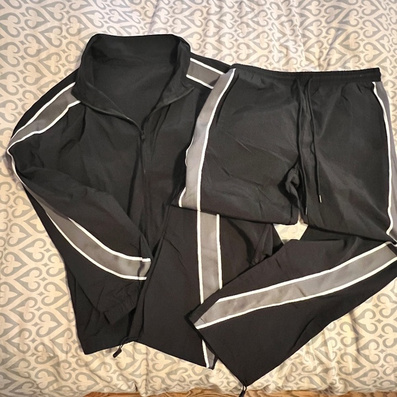 Old School Nylon Track Suit , Black / Grey , XL , XXL - Picture 1 of 15